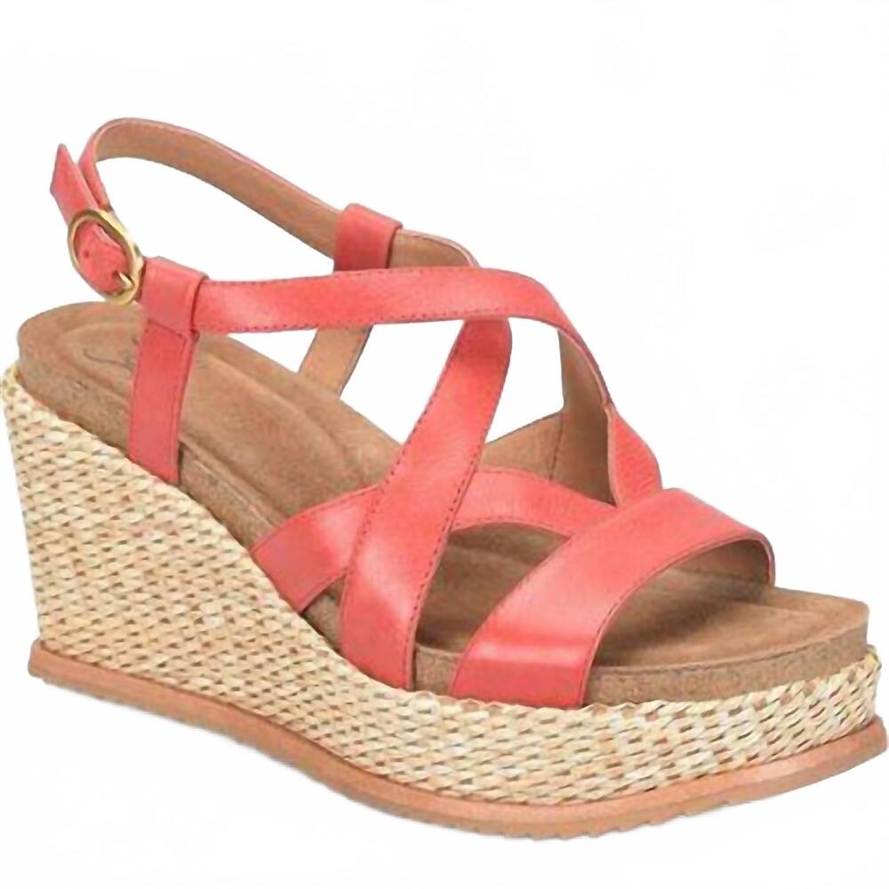 NEW SOFFT women's devyn wedge sandals in red coral